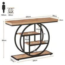 Tribesigns Mesa de pasillo de 63 pulgadas, mesa consola de estilo rústico con 2 patas curvas, consolas de madera detrás del sofá para la entrada, pasillo, salón (marrón y gris vintage) - Marrón - Ver 2