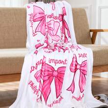 Activate Jit 1pc Pink Bow Christian Blanket, Bow Flannel Blanket, God Said I Am Bible Verse, Religious Women, Inspirational Jesus Prayer, Home Decoration Blanket - Grey - View 3