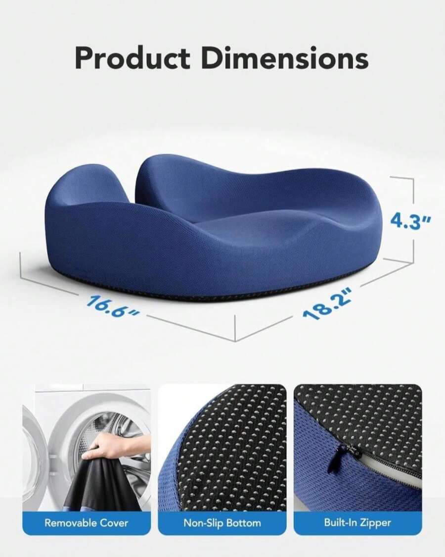 HUANUO Ergonomic Seat Cushion For Office Chair, Extra Large Car Seat Cushion, Tailbone And Back Support, Cooling Gel Enhanced, 4-Zone Pressure Relief Chair Cushions For Office, Car, Wheelchair - 白色 - 查看 1