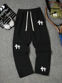 Men's Casual Sweatpants, Featuring Loose Straight-Leg Silhouette With Excellent Drape, Suitable For Indoor And Outdoor Activities, Also Makes A Great Couples Gift. Crafted From 100% Polyester Fabric With Drawstring Waistband For Adjustable Fit, Available In Multiple Colors - Black - View 3