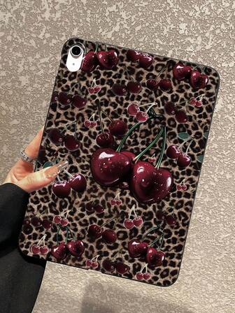 Funda para tableta con estampado de leopardo y cereza estilo Y2K - Compatible con funda para iPad, funda protectora linda y con estética, accesorios para iPad, de regalos, funda para Kindle, compatible con iPad de 11.a generación, accesorios para iPad, funda, compatible con casos para iPad Pro A16, adecuada para funda protectora para iPad de 10.a generación, fundas para iPad, regalos de Navidad, regalos de Año Nuevo, regalos de cumpleaños