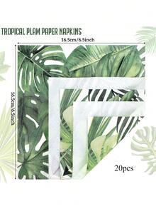 20/100 khăn giấy ăn dùng một lần họa tiết lá cọ nhiệt đới, thích hợp cho phòng tắm, phòng trang điểm, đám cưới, lễ hội, tiệc sinh nhật, tiệc theo chủ đề Hawaii, kích thước: 6,5 inch, trang trí phòng, lễ hội, tiệc tùng. - màu xanh lá - Xem 7