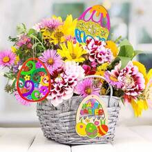 10pcs Wooden Easter Eggs | Blank Craft Eggs With Jute Ropes For Art Creation, Classic Easter Decor And Hanging Ornaments - Multicolor - View 6