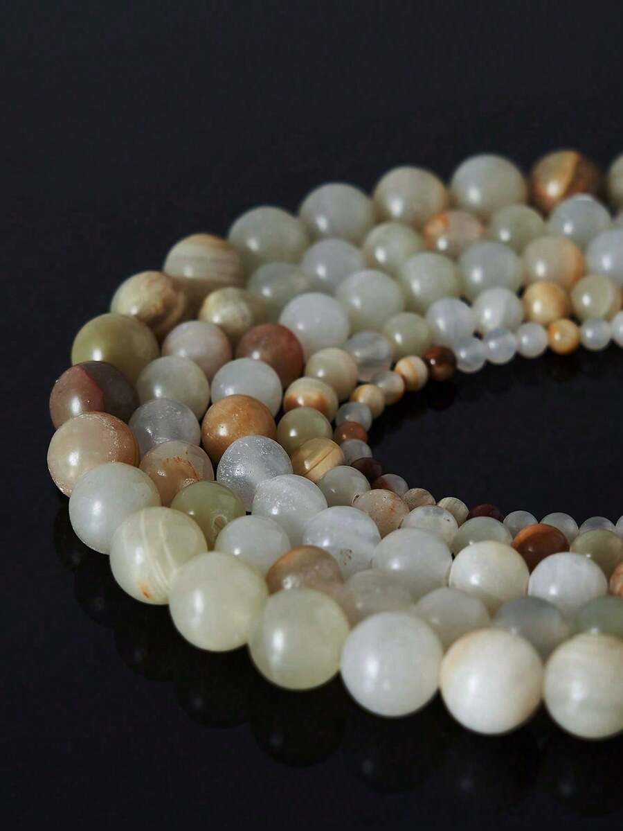 1 brin de perles de jade gemme de fleur naturelle pour la création de bijoux, perles rondes polies et lisses de jade de fleur de 4 mm, 6 mm, 8 mm, 10 mm pour la création de bijoux, DIY, bracelets, colliers, accessoires - Multicolore - Voir 1