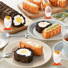 4pcs Egg Cup Set, Cartoon Egg Holder, Soft & Hard Boiled Egg Cups, Breakfast & Brunch Soft Boiled Egg Storage - Multicolor - View 4