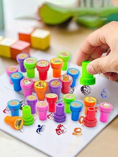 12 piezas/10 piezas - Sellos con patrón de capibara - Mini sellos autoadhesivos, fácil de agarrar, colores surtidos, perfectos para manualidades y artes, regalos para fiestas de cumpleaños, regreso a la escuela, baby shower, mochila, útiles escolares para niñas/niños