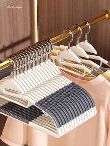 10 chiếc móc treo quần áo chịu lực, chống trượt, dùng để sắp xếp tủ quần áo tại nhà, móc treo áo khoác có tay cầm bằng nhung, móc treo quần áo tiết kiệm không gian cho phòng ngủ, phòng giặt và tủ quần áo. - Nhiều màu - Xem 10