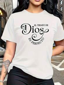 Women'S Spanish Bible Verse T-Shirt - "El Tiempo De Dios Es Perfecto" (The Time Of God Is Perfect) - Soft Religious Faith Apparel - Lightweight Everyday & Vacation Tee - trắng - Xem 4