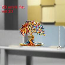 2D Flat Acrylic Bohemian Style Tree Of Life Desktop Decor, Suitable For Home And Office Display, Multifunctional Butterfly Theme Ornament - Multicolor - View 3