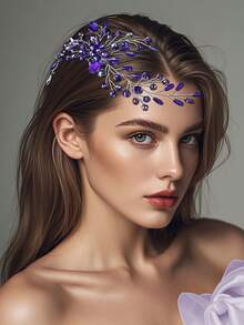 1pc Rhinestone Flower Hair Comb, Fashionable Headpiece For Bride, Bridesmaid, Suitable For Wedding, Prom, Party, Photography, Casual, Valentine's Day - Red - View 11