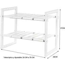 XGQEstante de Almacenamiento Debajo  Fadero de Cocina - Organizador Bajo Fadero Estante de Gabinete para Baño Cocina Ajustable y Ampliable 2 Nive con 10 Pane Remob Blanco - como en la foto - Ver 3