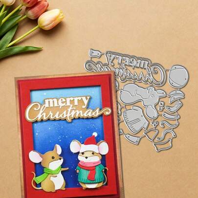 1 个鼠标和生日快乐剪贴簿模具 - 非常适合纸艺、卡片制作、剪贴簿和 DIY 相册装饰，该模具采用耐用的金属结构！