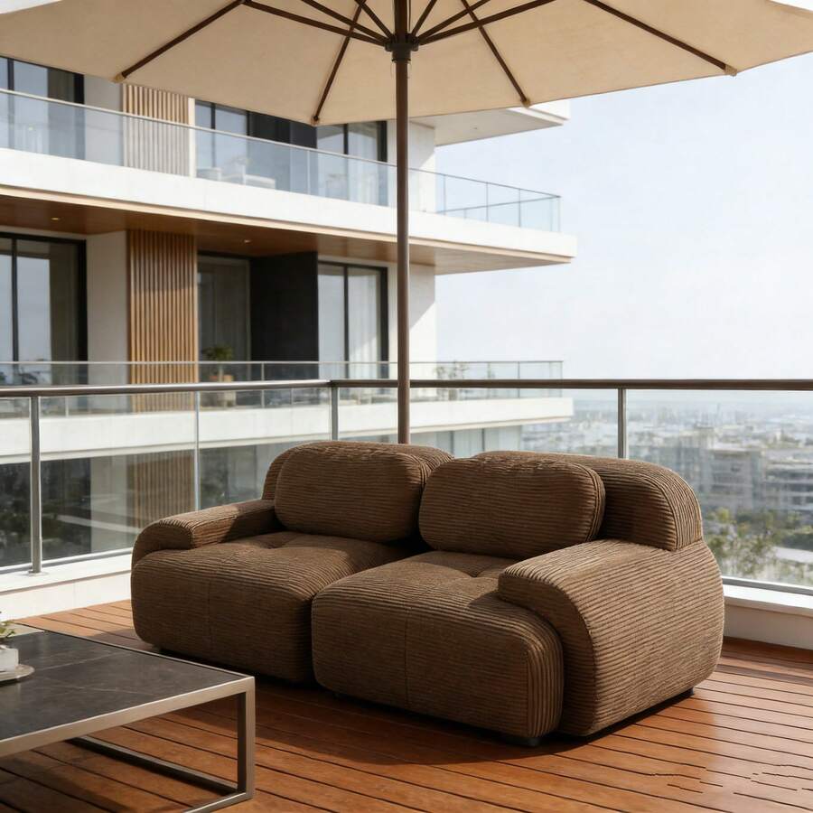 Sofas & Couches - Brown + Corduroy + 2 Seat - View 1