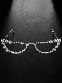 1pc Fashionable Rhinestone Eyeglasses Frame, Elegant Party Accessory Eyewear, Valentine's Day Gift