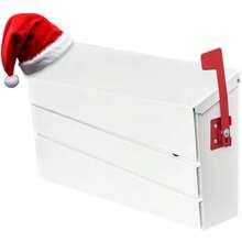 White Wall-Mount Mailbox Modern Large Capacity Drop Mailboxes For Outside Rust-Proof Gaanized Steel Post Box With Flag No Keys Locking Santa Hat Not Included - White - View 1