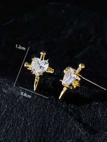 1 对/2 件时尚朋克 X 形耳钉，高铜品质前卫经典耳环，适合日常佩戴和派对、返校、万圣节、圣诞节礼物 - 金黃色 - 查看 15