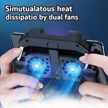 3-In-1 Mobile Game Controller: Professional Esports Joystick, Gamepad With 4 Tactile Buttons, And Phone Cooling Fan. Suitable For 4.7-6.8 Inch Smartphones. ABS Anti-Slip Material. All-In-One Design For And Magic Games. - Black - View 5