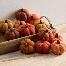 Knit Pumpkins Set Of 5, Fall Favorite, Gifts Women, Autumn Bowl Fillers Fall Farmhouse Tier Tray Decor, Decorative Pumpkins Friend Autumn Set - Bộ Hoàng Hôn 12 - Xem 2