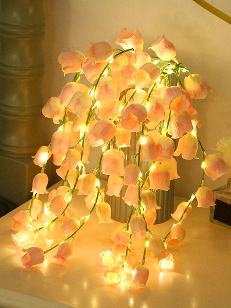 1个 1/6/10 铃兰花形发光装饰灯串花瓶装饰灯串氛围灯浪漫礼物 - 黃光 - 查看 1