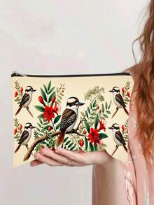 1pc Colorful Hummingbird/Bluebird Print Toiletry Bag, Durable Fade-Resistant Pouch, Portable Storage Bag, Student Pencil Case, Toiletry Bag, Pencil Case Travel Bag, Snack Bag Multi-Function Bag, Double-Sided Printing Toiletries Bag Travel Toiletry Bag Wash Bag Shower Bag Large Capacity For Women Packing Cubes Travel Essential Cruise Essentials Holiday Essential - Multicolor - View 4