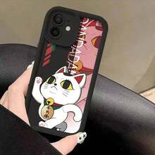 Funda de Teléfono Anime Dandadan Conejo para iPhone 16 15 14 13 12 11 Pro Max Mini XR XS X 7 8 Plus, a prueba de golpes, cubierta trasera de TPU suave, piel de algodón puro, amigable con la piel - Negro - Ver 2