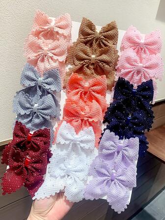  VBOOR 8 Stück zufällige französische Retro einfarbige strukturierte Strass Haarspangen mit Schleifen, elegante Schwalben-Schwanz Haarschmuckstücke, süße Haarspangen für Frauen, modisch für den täglichen Gebrauch