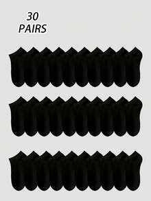 10/20/30 Pairs Black & White Simple Thin Breathable Summer Men's Loafer Socks, Non-Slip - Multicolor - View 4