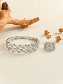 Modischer & eleganter Schmuckset aus Armband und Ring mit kubischem Zirkonia, vielseitig für den täglichen Gebrauch und Partyanlässe von Frauen - Verschiedenfarbig - Übersicht 9