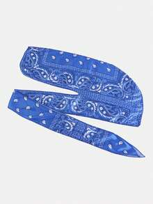 1pc Men's Printed Faux Silk Pirate Bandana Hat, Headwrap, Hair Care Cap, Suitable For Daily Use - Multicolor - View 5