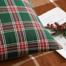 Juego de 2 Fundas de Almohada Navideñas 45 * 45cm, Fundas de Cojín de Sofá de Navidad, Fundas Navideñas para Cojines, Cojines Navideños para Sofá, Hogar, Decoración Hogar (Cuadros Rojos) - Cuadros Verdes - Ver 10