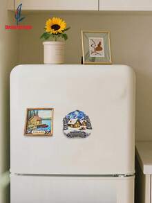 芬兰3D冰箱贴，湖畔小屋+星空下的雪景小屋，世界旅行纪念品收藏，旅行装饰磁贴，适用于家居、办公室、个性化旅行纪念品、厨房、房间、橱柜、工艺礼品、节日纪念品 - 彩色 - 查看 8
