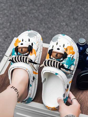 Sandalias transpirables para hombres, sandalias casuales con agujeros huecos de camuflaje DIY, tallas del 39 al 45