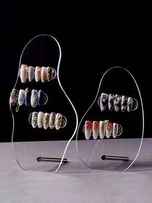 MAOMIA 1块亚克力透明美甲展示板，不对称艺术设计，带支架，适用于展示假指甲样品、作为展示板或专业美甲师摄影道具 - 彩色 - 查看 1