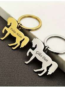 Customized Personalized Keychain, Cartoon Pony Shaped Keychain, Customizable With Pet Name, Letter Blessing, Perfect Ideal Gift For Horse Pet Lovers - Multicolor - View 3