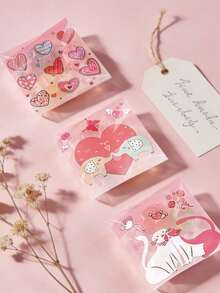 100pcs/Pack Transparent Candy Bags, Plastic Gift Bags, Mini Valentine's Day Party Favor Bags, Bulk Decorations - Multicolor - View 5