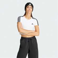 Adidas W 3S BABY T Cropped Sporty Casual Fitted Short Sleeve Round Neck T-Shirt - White - View 1