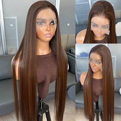 Peluca sintética de encaje frontal Kanekalon Futura de 30 pulgadas de largo con cabello liso, sin necesidad de pegamento, material Kanekalon, peluca sintética duradera, raya libre, densidad del 150%, peluca de encaje transparente, resistente al calor, adecuada para uso diario, fiestas, vacaciones y otras ocasiones