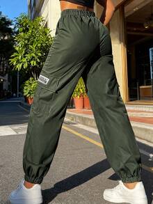 Hidkat Women's Lightweight Cargo Jogger Pants - Quick-Dry Breathable Drawstring Ankle Trousers For Casual Outdoor Sports - xanh quân đội - Xem 2