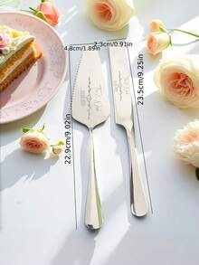 Customized Stainless Steel Cake Cutter Set, Wedding Cake Set, Celebration And Anniversary Gift - Personalized Wedding Cake Knife And Fork Set - Customized Engraved Dessert Utensils - Wedding Gift - Birthday Cake Cutting Set - Multicolor - View 9