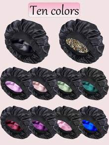 Nunify Seide Satin Haube zum Schlafen, Doppelschicht Satin Haube, verstellbare Hauben für Frauen, Schlafmütze, umkehrbarer Haarbedeckung für lockiges Haar, Haarpflege Kappe, Nachtkappe