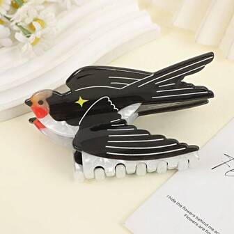 1pc Women's Cute Animal Bird Hair Clip, Solid Color Printing, Vibrant Colors, PVC Material, Hair Claw For Bun Hairstyle, Suitable For Daily Use