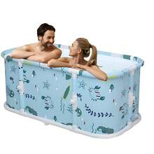 Bañera de Spa Plegable Portátil 1 ud., Bañera con Cojín - Ahorra Espacio y Soporte para la Espalda, Sin Necesidad de Electricidad, Ideal para Uso en el Hogar, Regalo Perfecto para Navidad y Halloween - Celeste - Ver 8