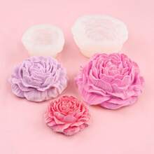 1 Set Molde de vela de flor de peonía 3D, molde de silicona grande/mediano/pequeño para decoración de vela de flor de peonía - Blanco - Ver 7