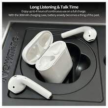 Newmine T2S蓝牙耳机，超长续航，低延迟音效，蓝牙5.3，流畅触控，复合钛振膜动圈单元，兼容iOS/安卓系统，Lightning接口，运动游戏音乐耳机，白色 - 白色 - 查看 3