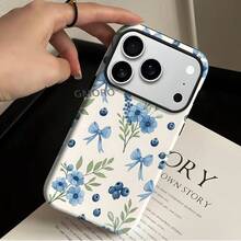 Hot-Selling Blue Floral Double-Layer Film Case  17 Phone Case Apple 16 Pro Premium Hard Case - 雙層菲林殼-光面-ZY26 - 查看 4