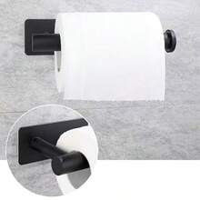 Stainless Steel Wall-Mounted Toilet Paper Holder, Bathroom Tissue Roll Dispenser, No Drilling Required, Self-Adhesive Toilet Paper Holder, Absorbent Paper Towel Rack, Paper Towel Holder, No Drill Toilet Paper Holder, Self-Adhesive Toilet Paper Dispenser, Absorbent Paper Towel Rack, Black, Silver, Gold, Bathroom Accessories, No Drilling Required, Wall-Mounted, Toilet Storage Rack, Bathroom Hardware, Bathroom Decor - Multicolor - View 8