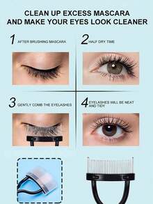 2pcs Carbon Steel Straight Handle Eyelash Separator, Eyebrow Brush, Eyeshadow Brush, Spoon, Spoon Brush - Multicolor - View 8