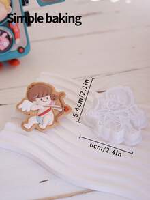 A Cute Valentine's Day Gift Series Cookie Cutter, Cute Cupid And Heart-Shaped Cookie Stamps, Valentine's Day Gift Cake Decorations, Kitchen Baking Tools, Frosting Cookie Shaper, Fun Cartoon Patterned Parent-Child Baking Tools - White - View 4
