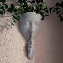 1pc Unique Face Shaped Planter, Durable Plastic Material For Home Decor, Housewarming Gift - Face-shaped Flower Pot - View 10