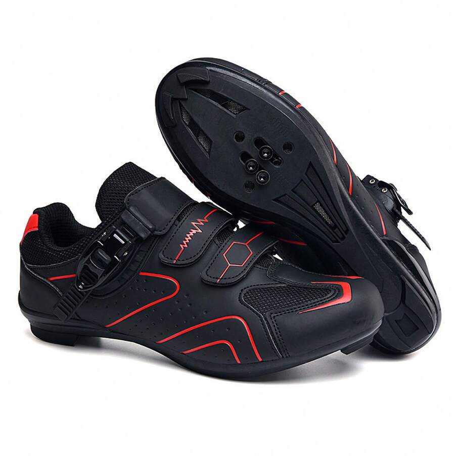 Spring Summer Mountain Bike Lockable Cycling Shoes Men Women Road Bike Lock Shoes Hard Sole Spinning Shoes Bicycle Wide Sole Shoes Sneakers For Men Elegant Shoes For Women - 568公路黑紅 - 查看 1
